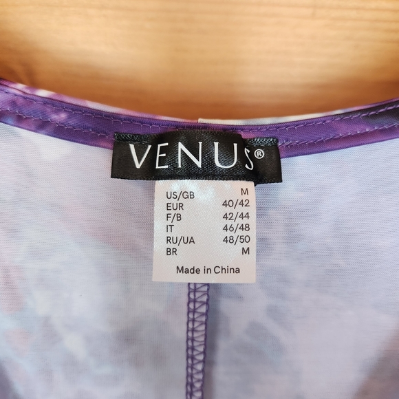 Venus 💜 Animal Floral V Neck Dress A Line Gathered Beaded Ruffle Stretch Medium - Picture 6 of 11